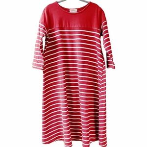 TOTTINI Girls MIDI Dress Boho Boutique Casual Striped SZ 7 Crimson School Party